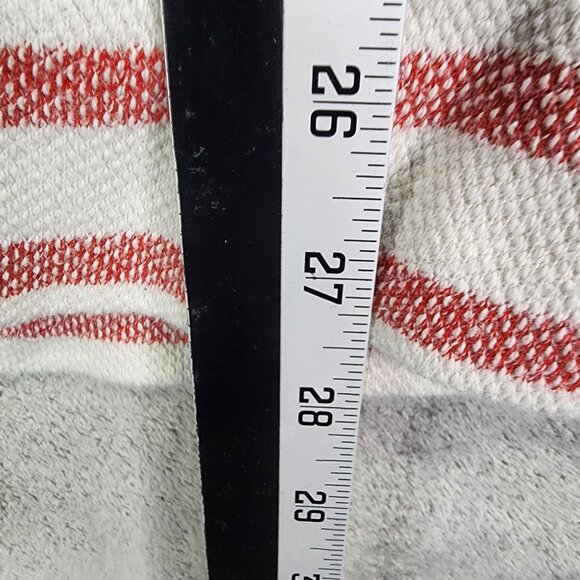 Womens Natural Reflections Hoodie Sweatshirt Red White Striped V Neck Size XL - Picture 7 of 8